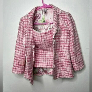 VINTAGE Lily Pulitzer Tweed 3/4 Sleeve Silk Lined Blazer with Matching top Set